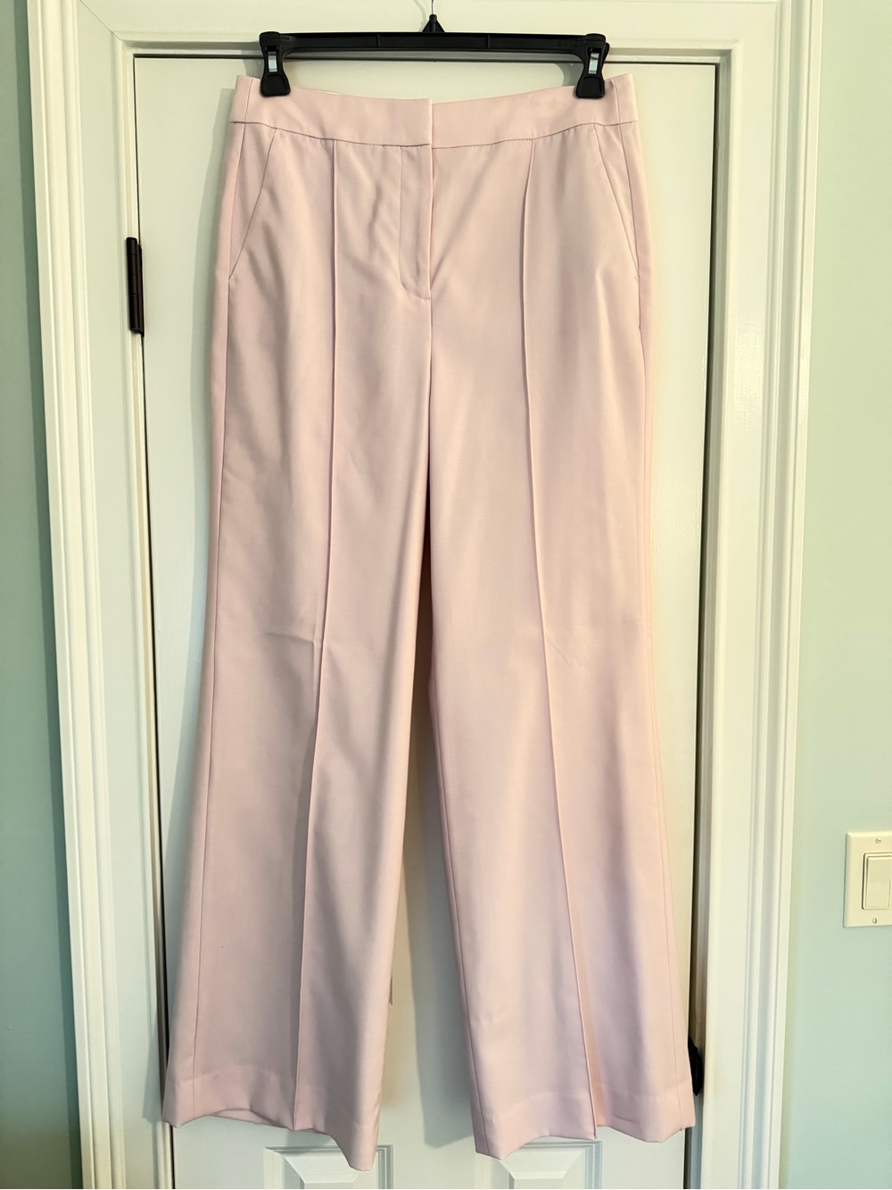 J. Crew Pink Wide Leg Tuxedo Pants Trousers in Italian Wool Size 10 Style BD286